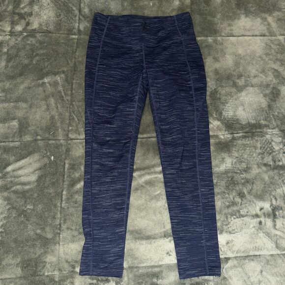 Athleta Seamless Leggings Women's Small Heather Blue Elastic Waist Pull On Yoga - Picture 3 of 7
